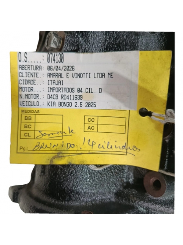 Bloco Curto Do Motor Kia Bongo E Hyundai Hr 2.5 2012 À 2022